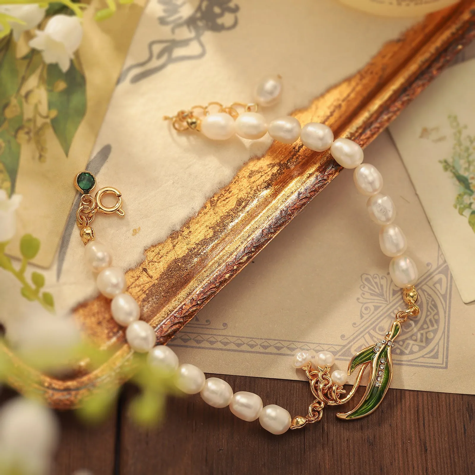 Lily Of The Valley Pearl Bracelet sold by Selenichast product image thumbnail 3
