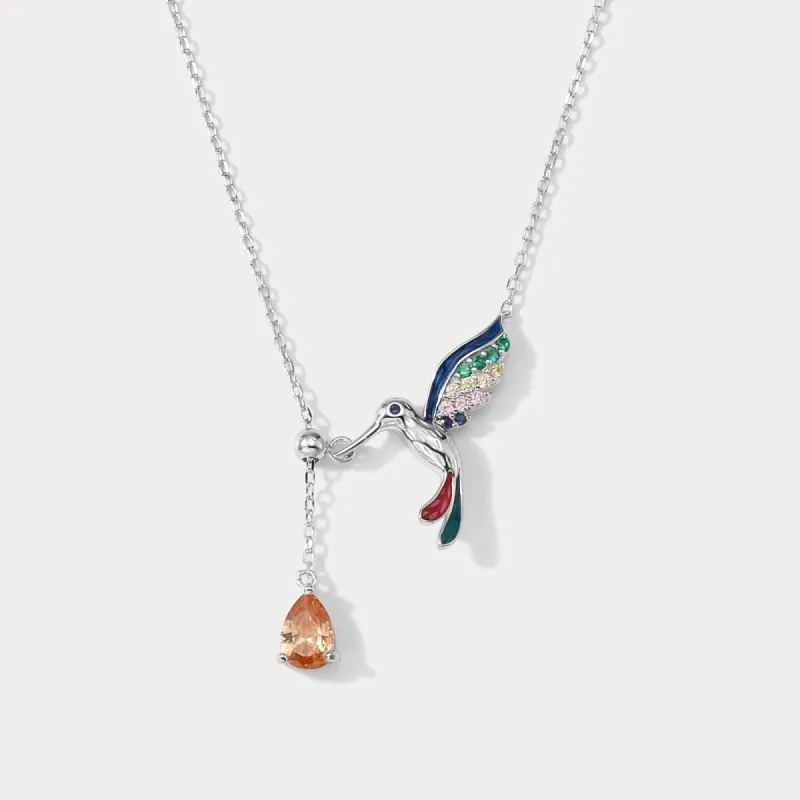 Silver Hummingbird Necklace sold by Selenichast