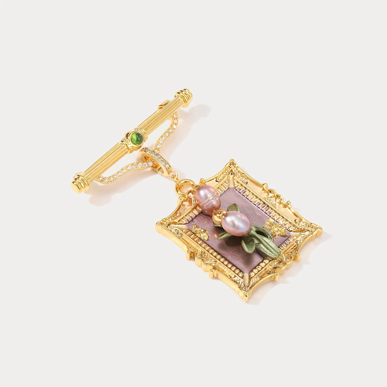 Antique Tulip Oil Painting Brooch sold by Selenichast product image thumbnail 5