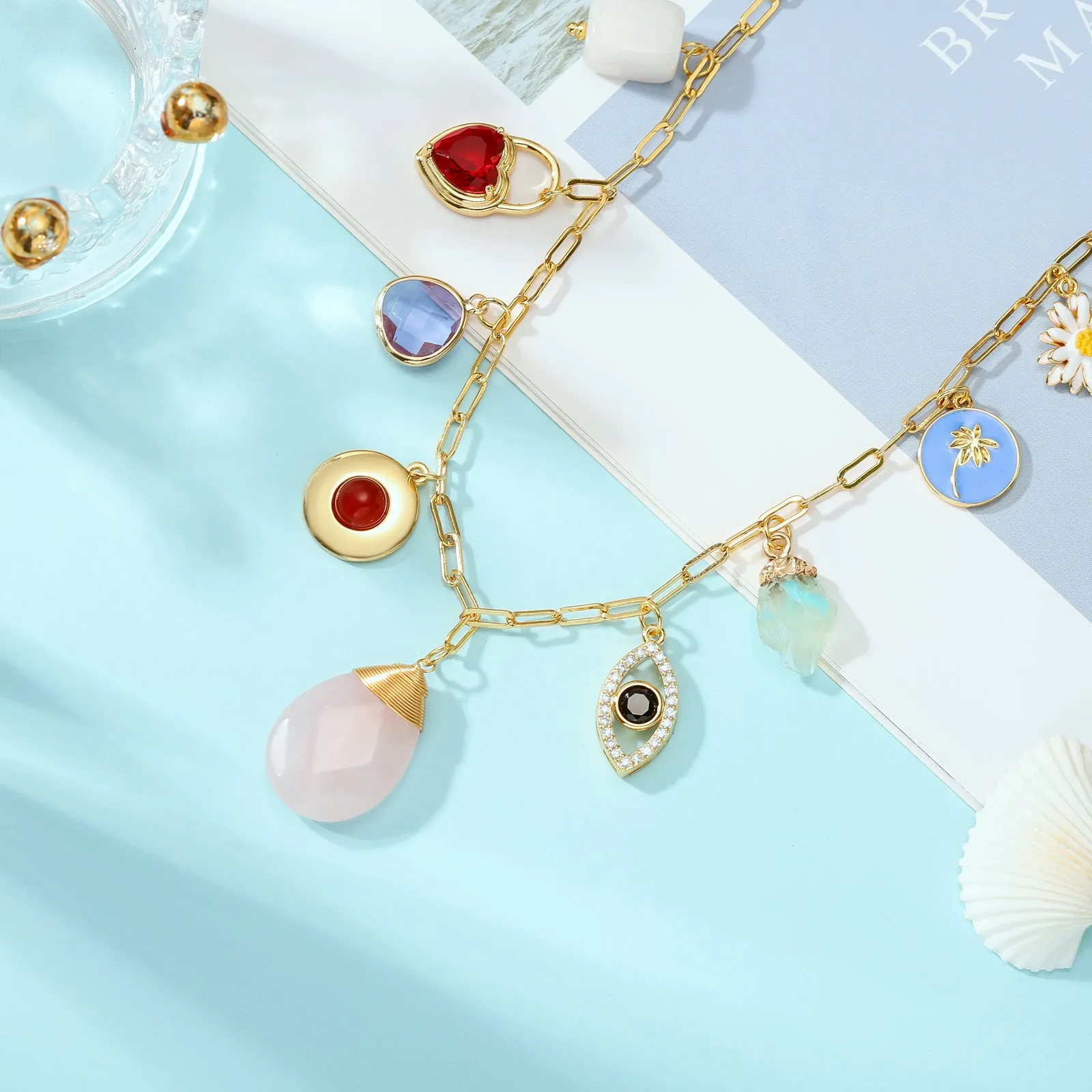 Evil Eye Heart Daisy Necklace sold by Selenichast product image thumbnail 4