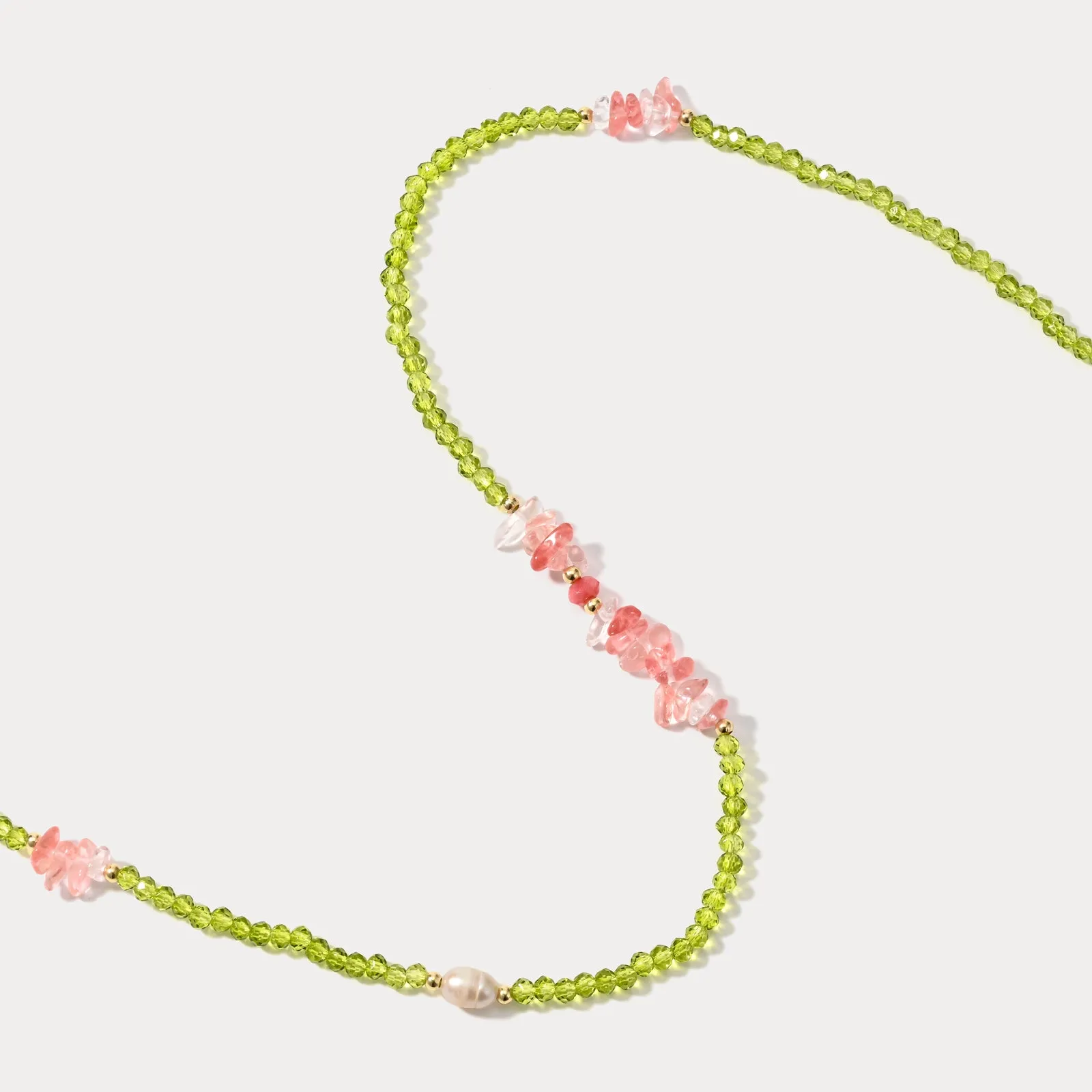 Rose Quartz and Peridot Beaded Necklace sold by Selenichast product image thumbnail 4