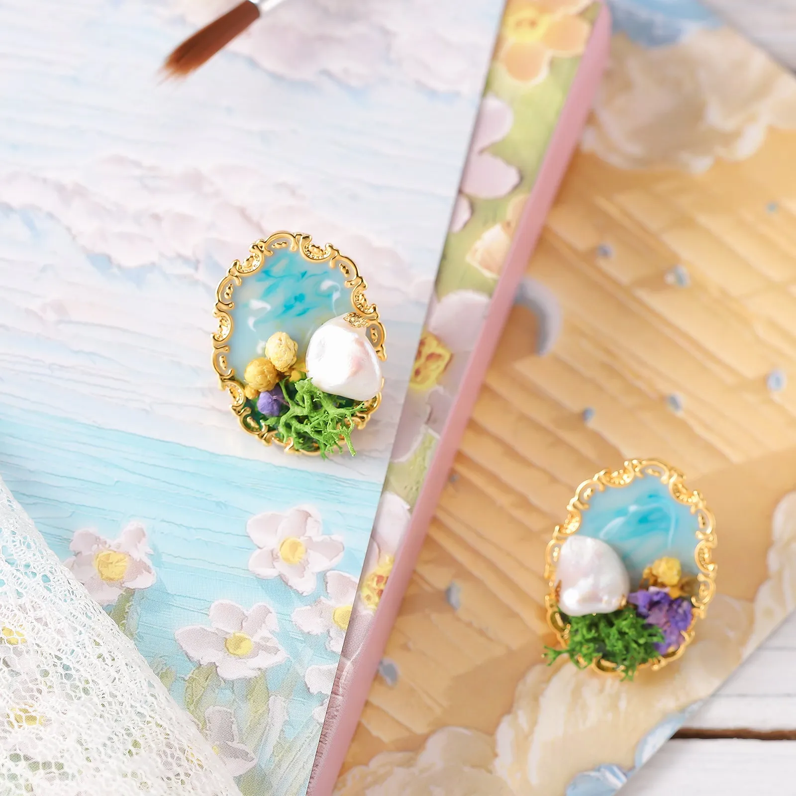 Garden Oil Painting Earrings sold by Selenichast product image thumbnail 3