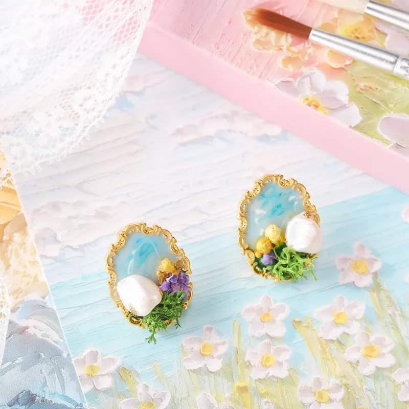 Garden Oil Painting Earrings sold by Selenichast