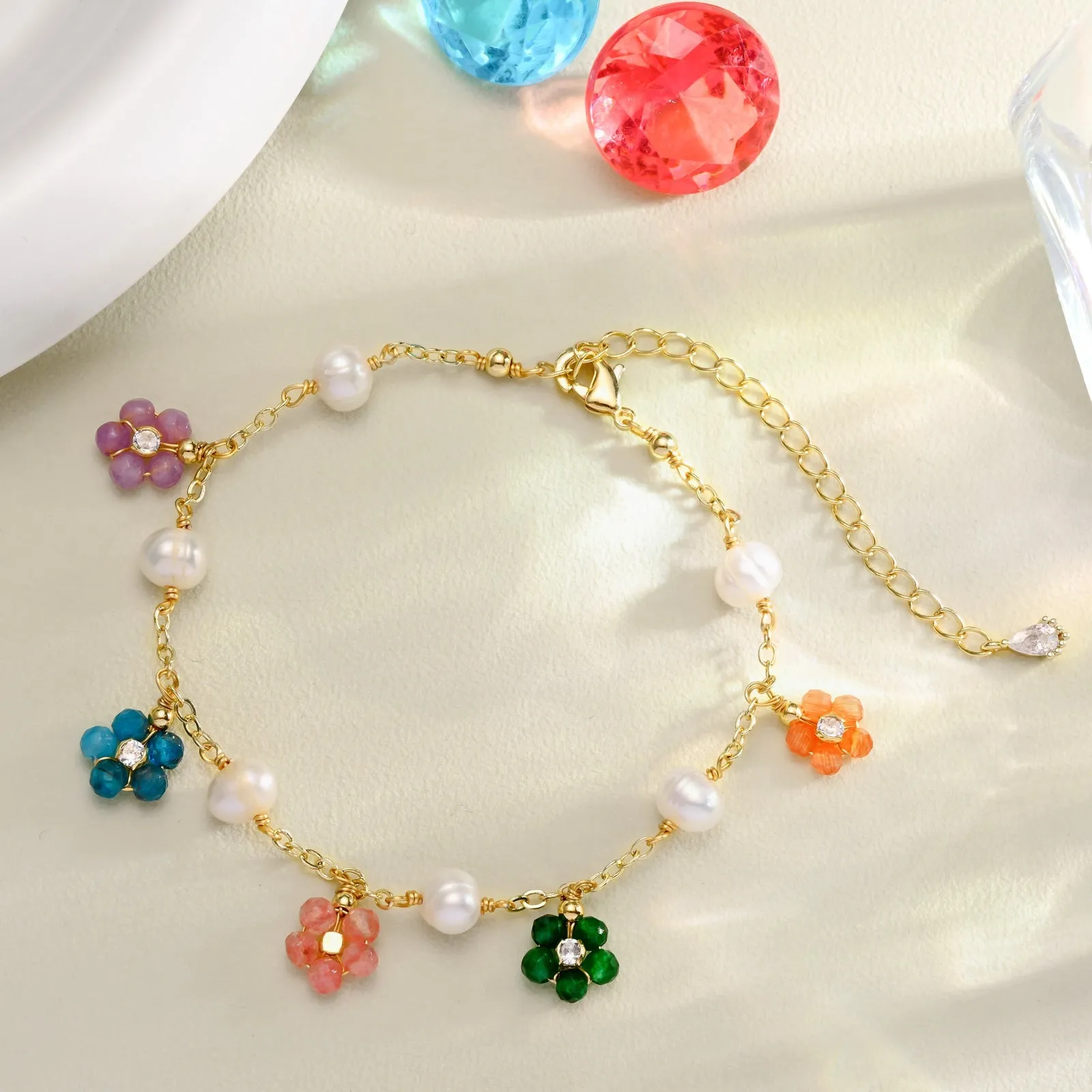Colorful Flowers Pearl Bracelet sold by Selenichast product image thumbnail 3