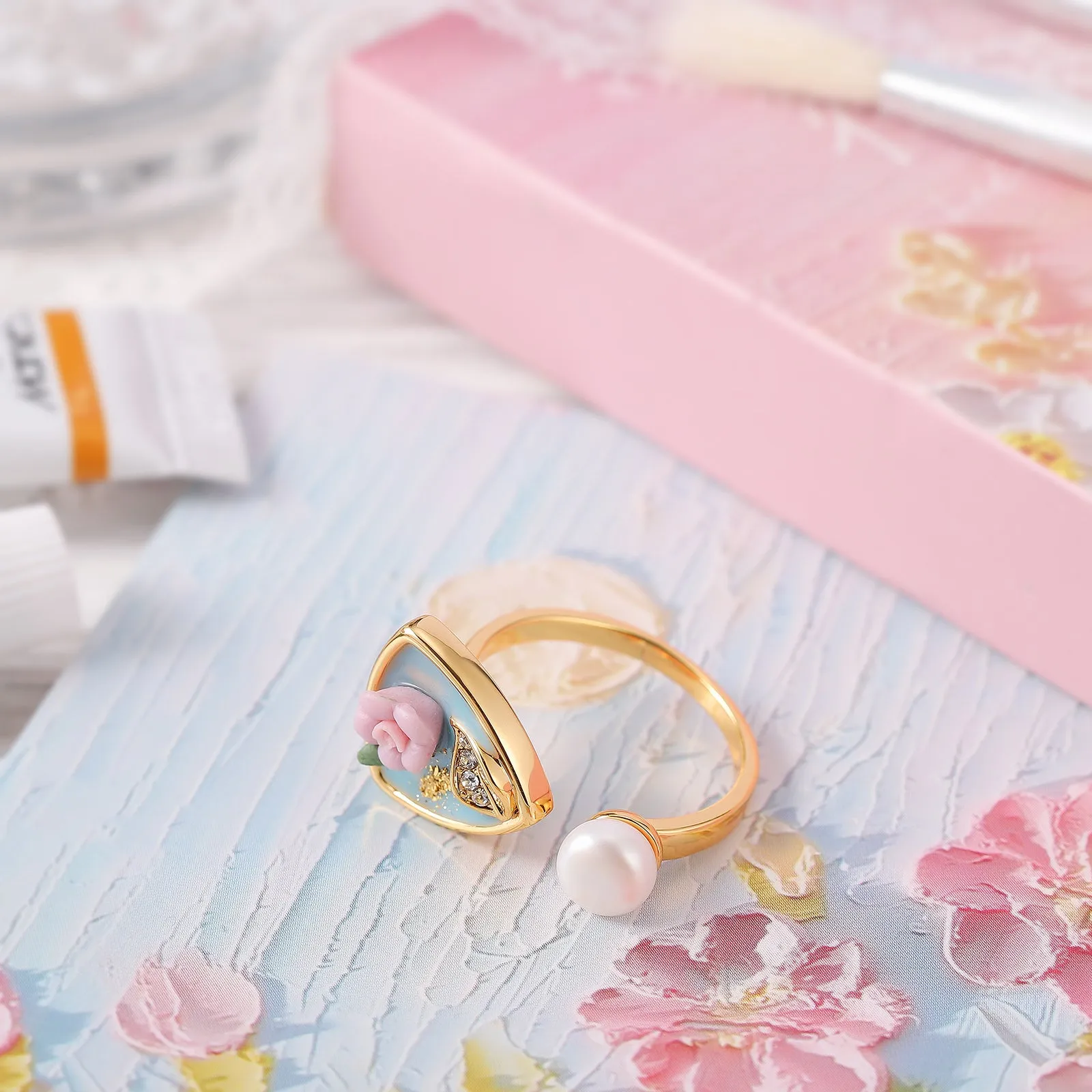 Flower Oil Painting Ring sold by Selenichast product image thumbnail 4