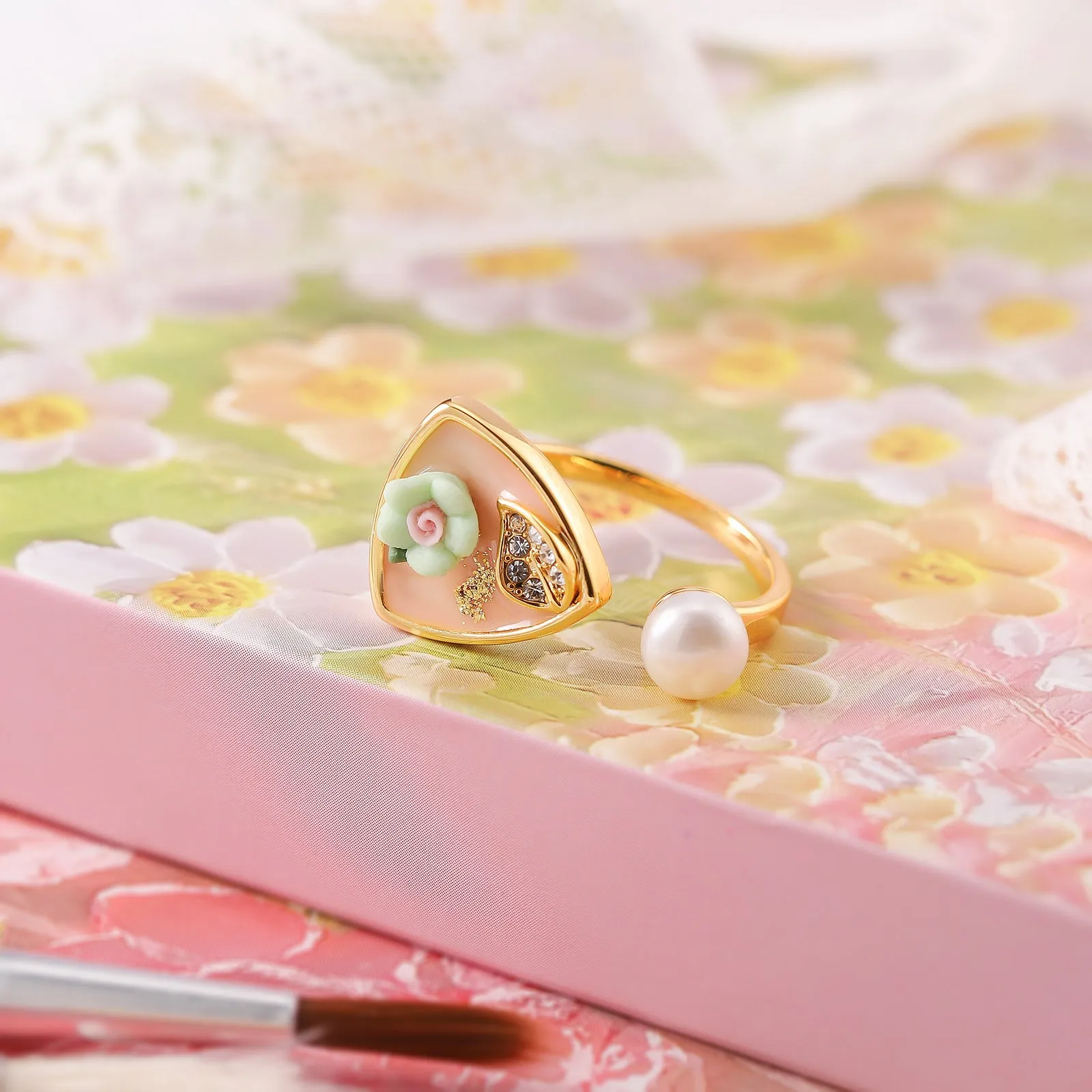 Flower Oil Painting Ring sold by Selenichast product image thumbnail 5