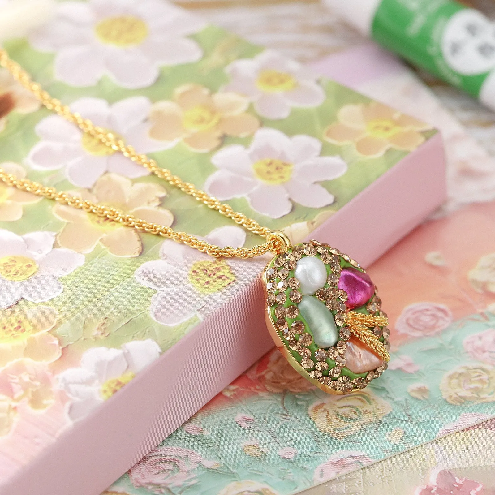 Gemstone Oil Painting Necklace sold by Selenichast product image thumbnail 5