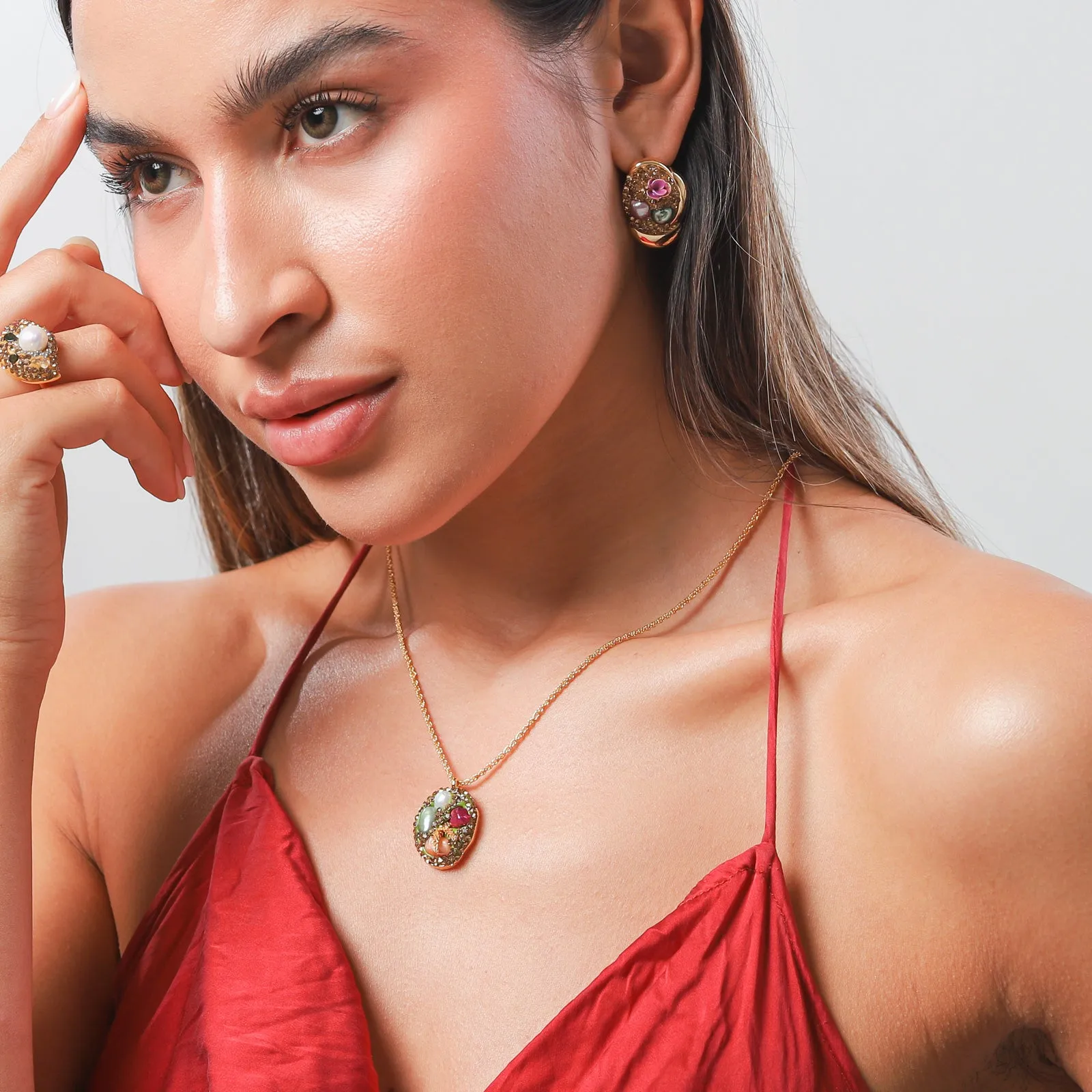 Gemstone Oil Painting Necklace sold by Selenichast product image thumbnail 4