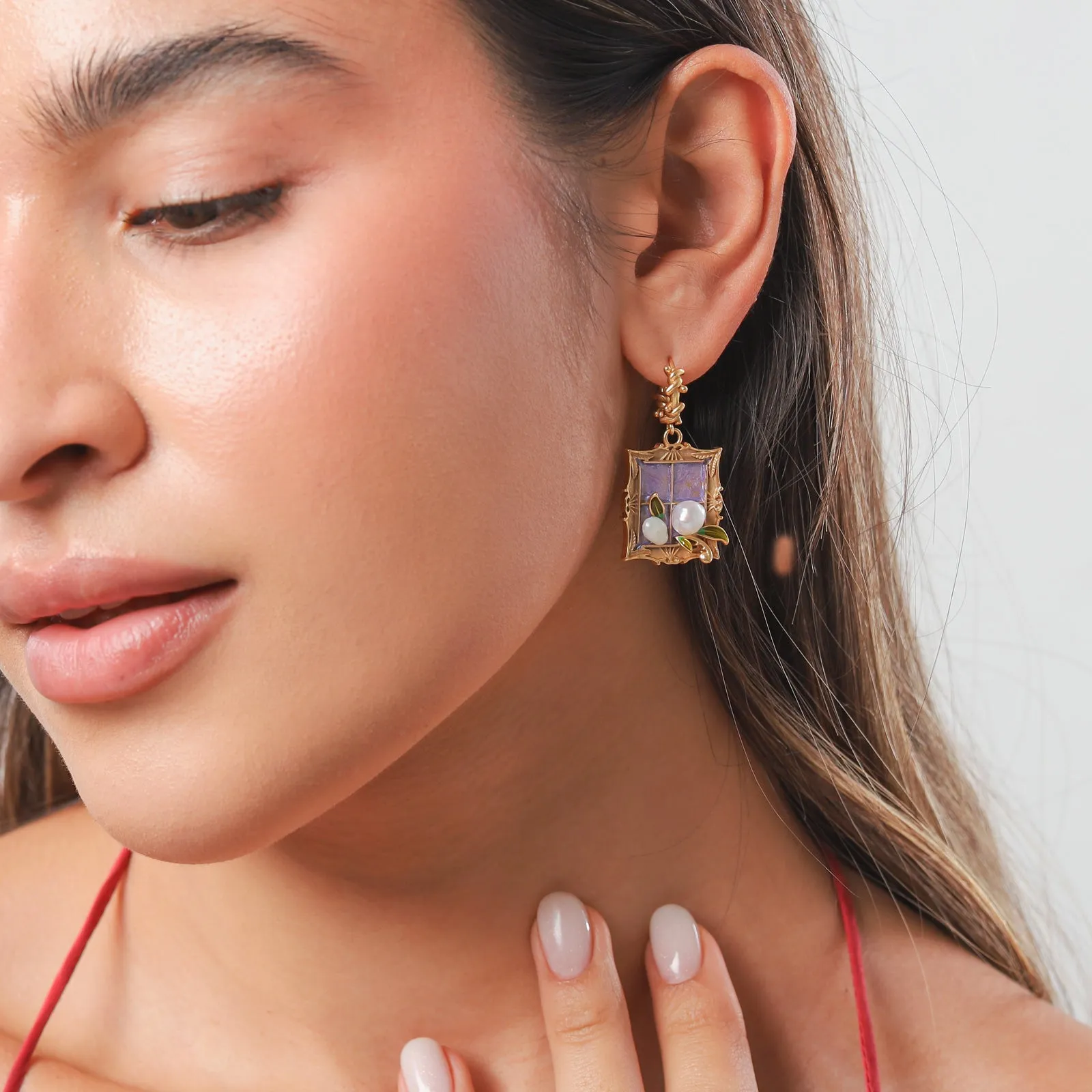 Breeze Tulip Oil Painting Earrings sold by Selenichast product image thumbnail 4