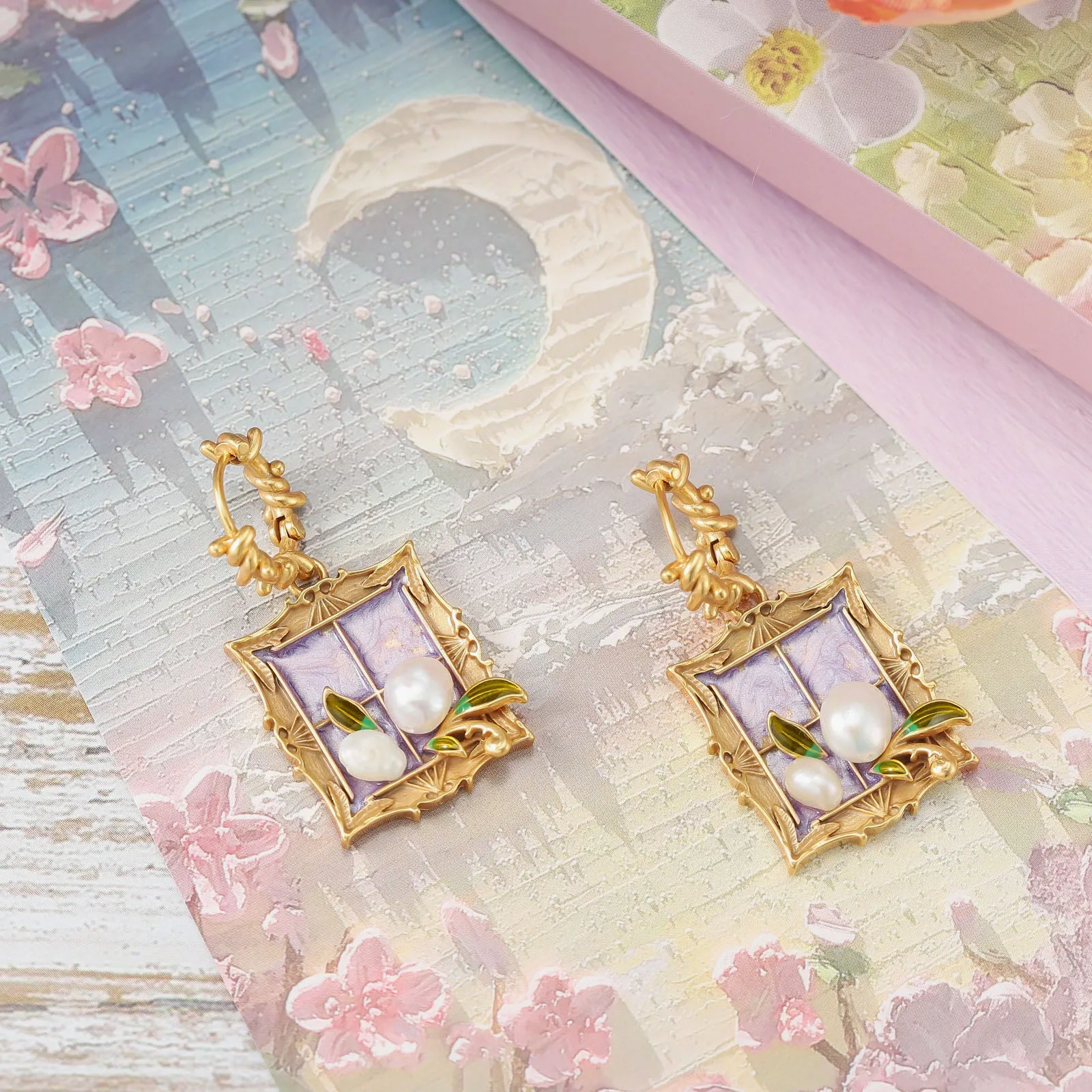 Breeze Tulip Oil Painting Earrings sold by Selenichast product image thumbnail 3