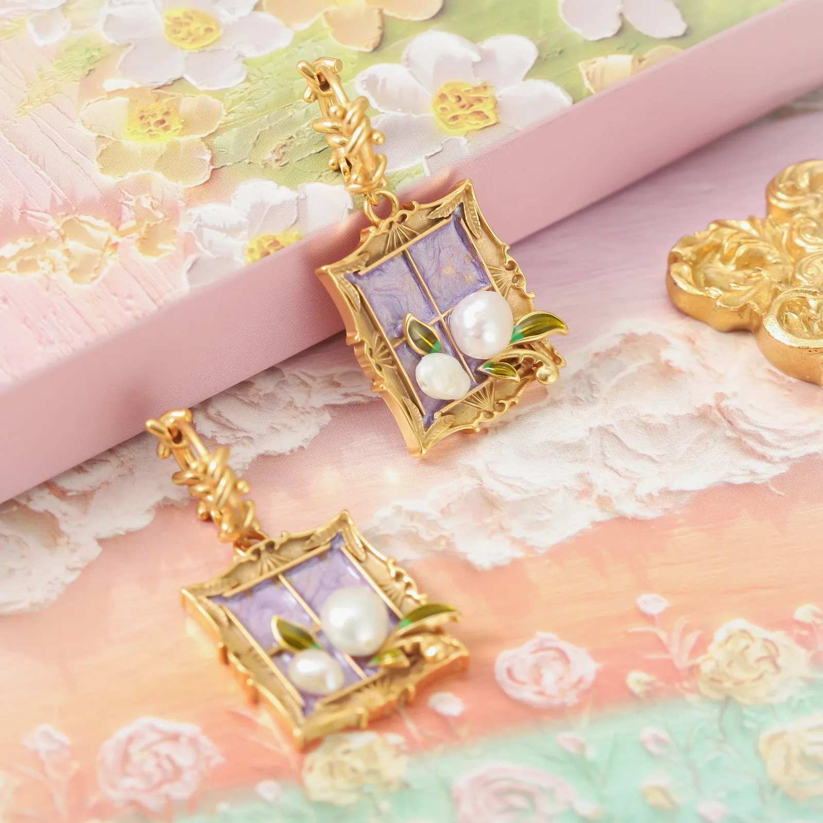 Breeze Tulip Oil Painting Earrings sold by Selenichast product image thumbnail 5