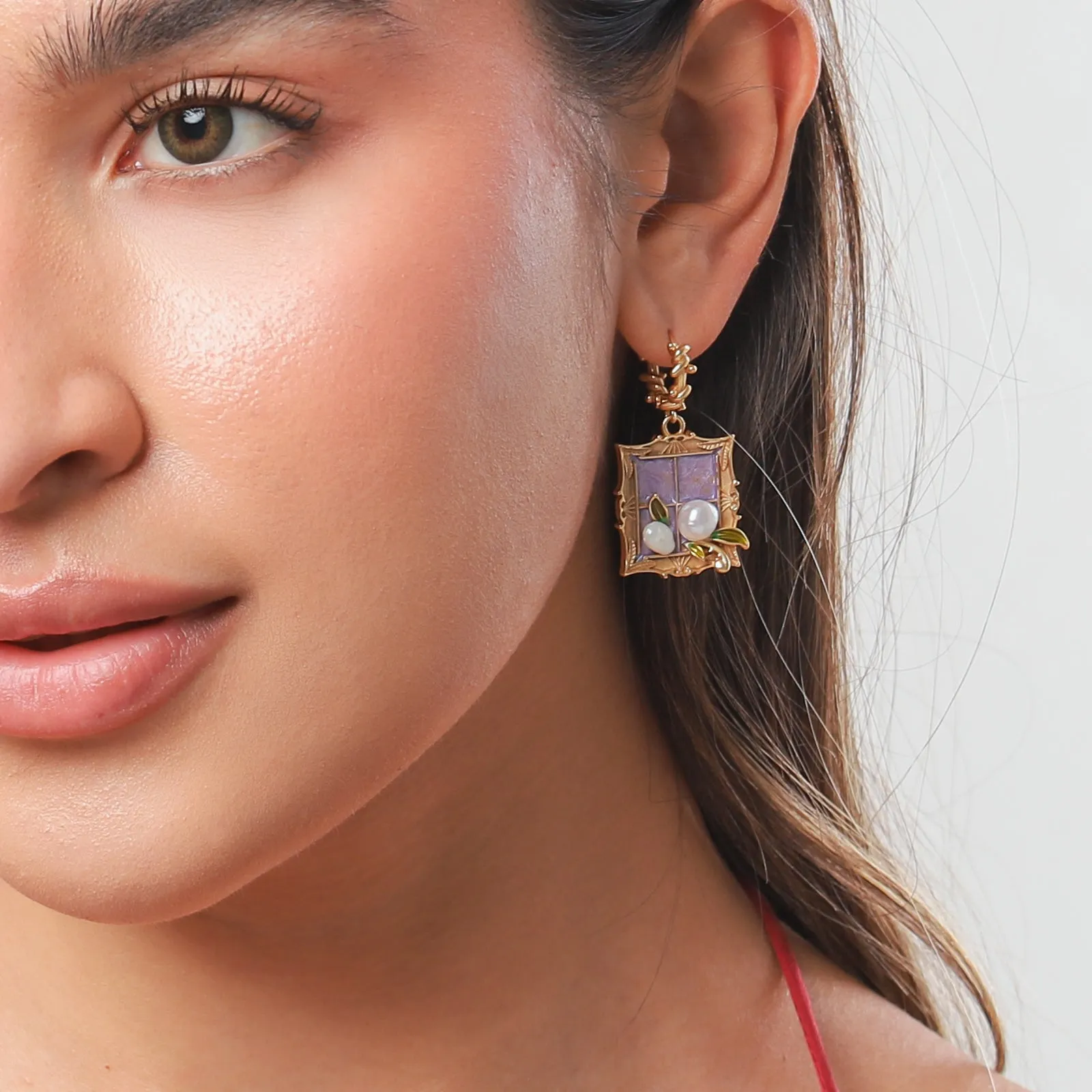 Breeze Tulip Oil Painting Earrings sold by Selenichast product image thumbnail 2