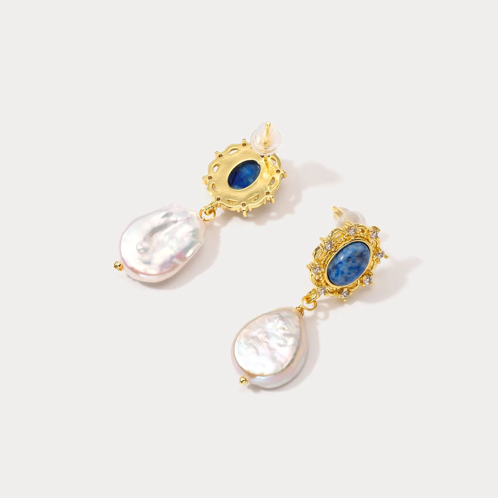 Sapphire Baroque Pearl Earrings sold by Selenichast product image thumbnail 3