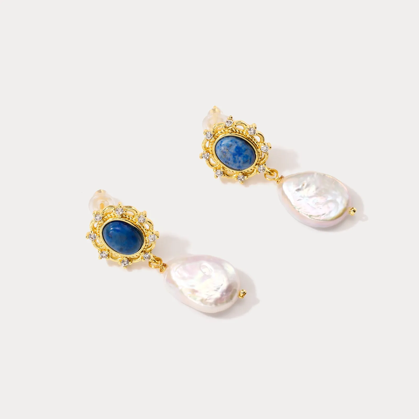 Sapphire Baroque Pearl Earrings sold by Selenichast product image thumbnail 2