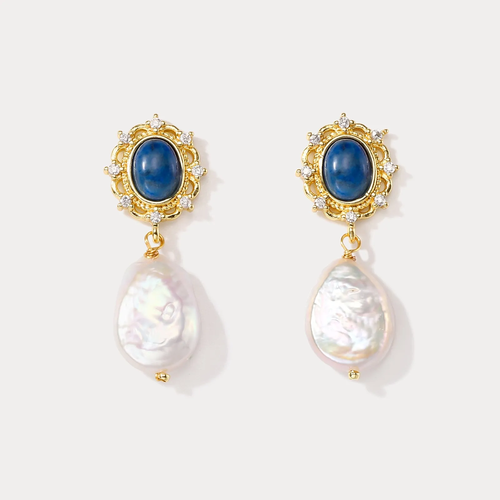 Sapphire Baroque Pearl Earrings sold by Selenichast