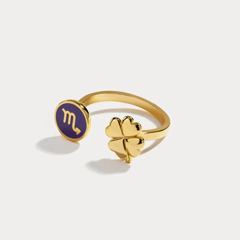 Zodiac Sign Four-leaf Clover Ring sold by Selenichast