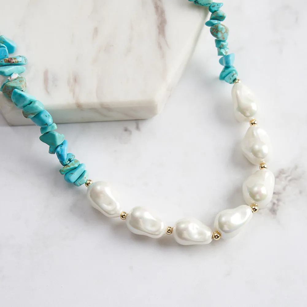 Baroque Pearl Turquoise Necklace sold by Selenichast product image thumbnail 3