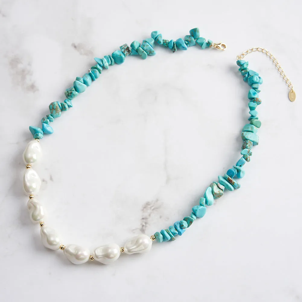 Baroque Pearl Turquoise Necklace sold by Selenichast product image thumbnail 5
