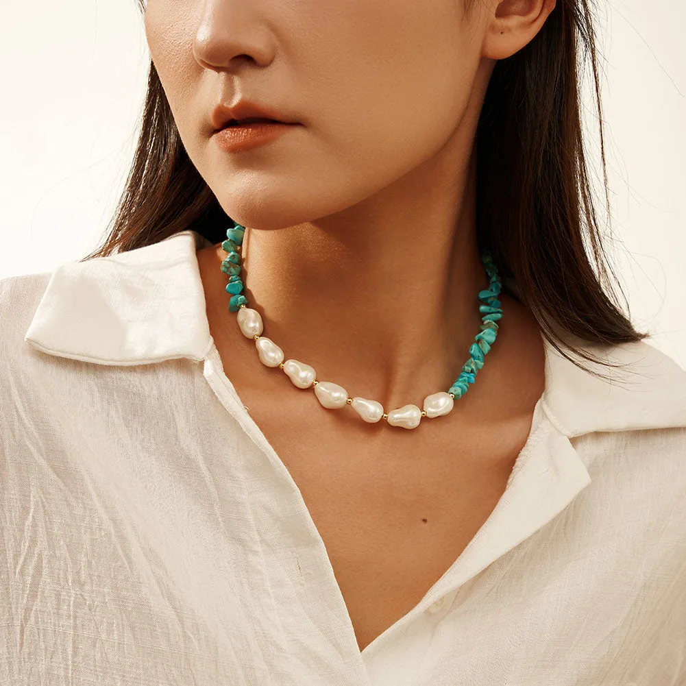 Baroque Pearl Turquoise Necklace sold by Selenichast product image thumbnail 2