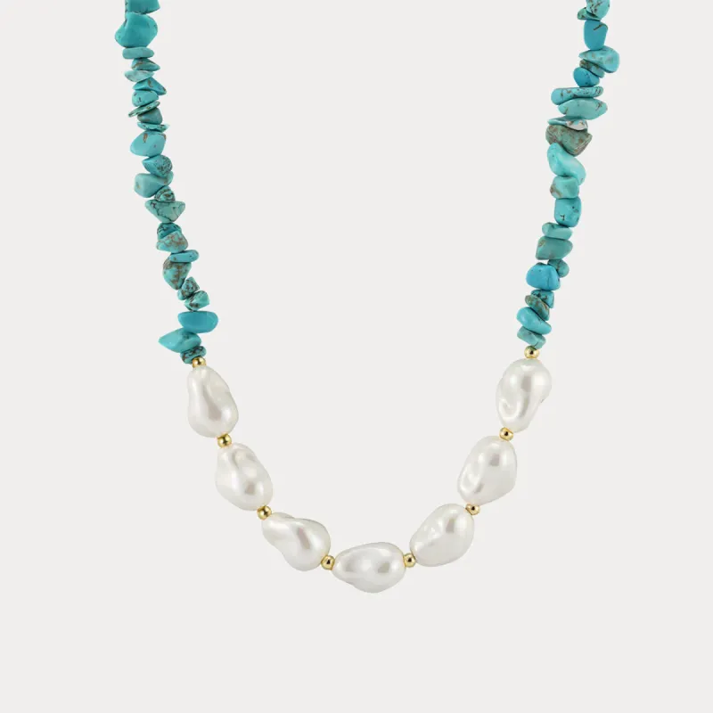 Baroque Pearl Turquoise Necklace sold by Selenichast