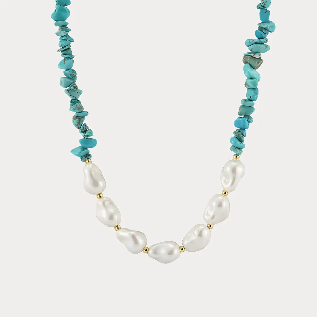 Baroque Pearl Turquoise Necklace sold by Selenichast