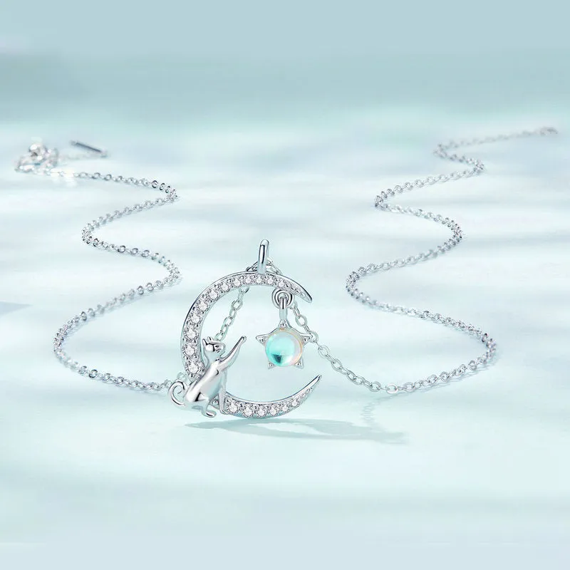 Cat & Moon Necklace sold by Selenichast product image thumbnail 4