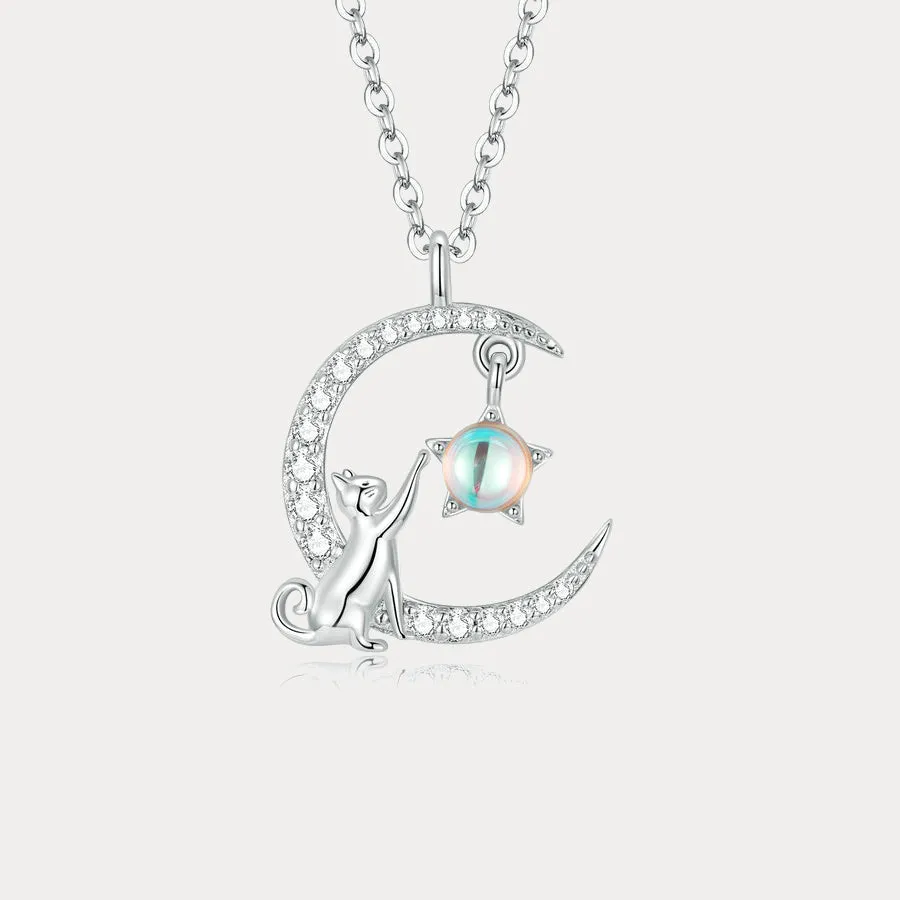 Cat & Moon Necklace sold by Selenichast