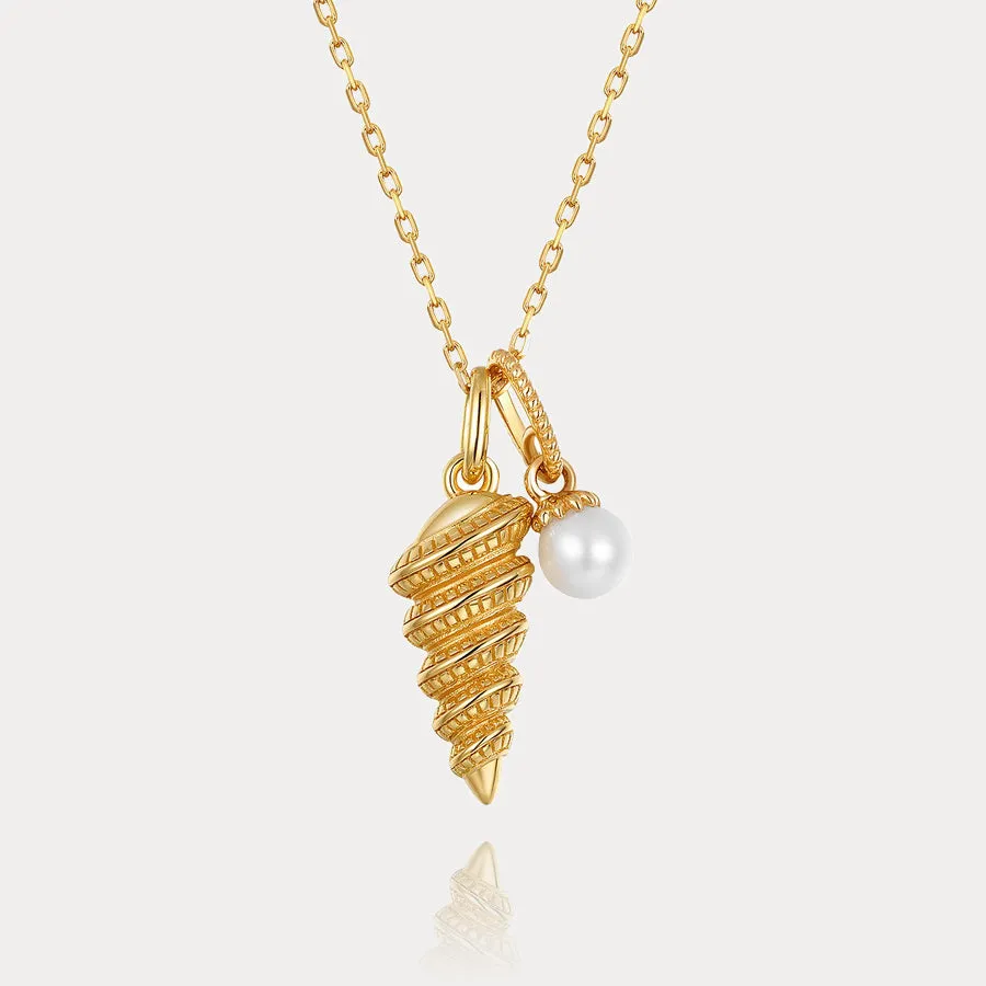 Gold Conch Seashell Necklace sold by Selenichast