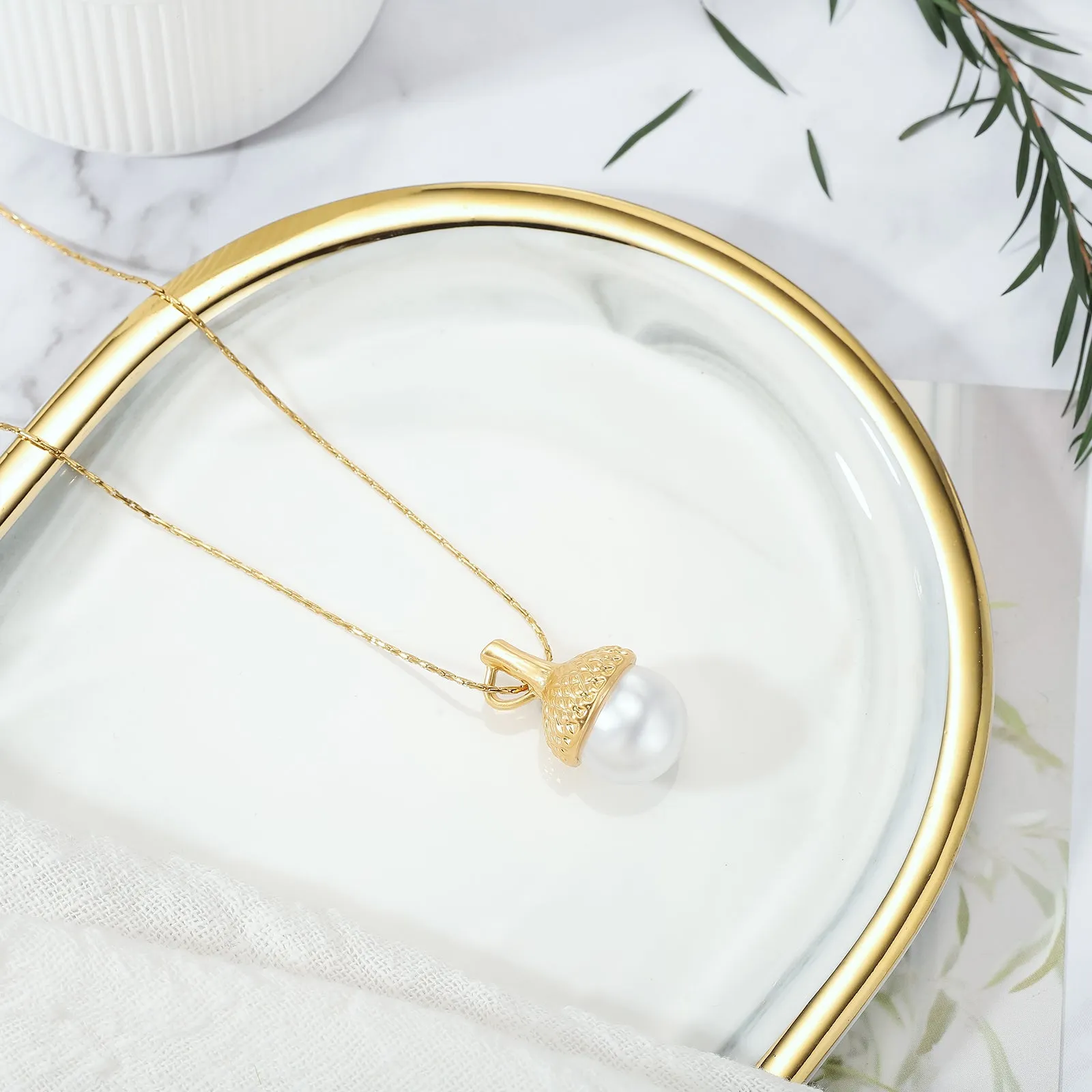 Pearl Acorn Necklace sold by Selenichast product image thumbnail 3