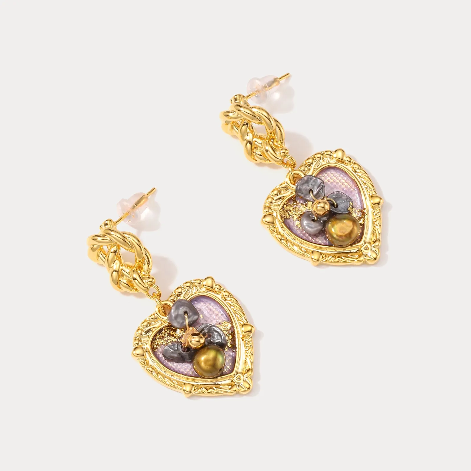 Lavender Heart Oil Painting Earrings sold by Selenichast product image thumbnail 4