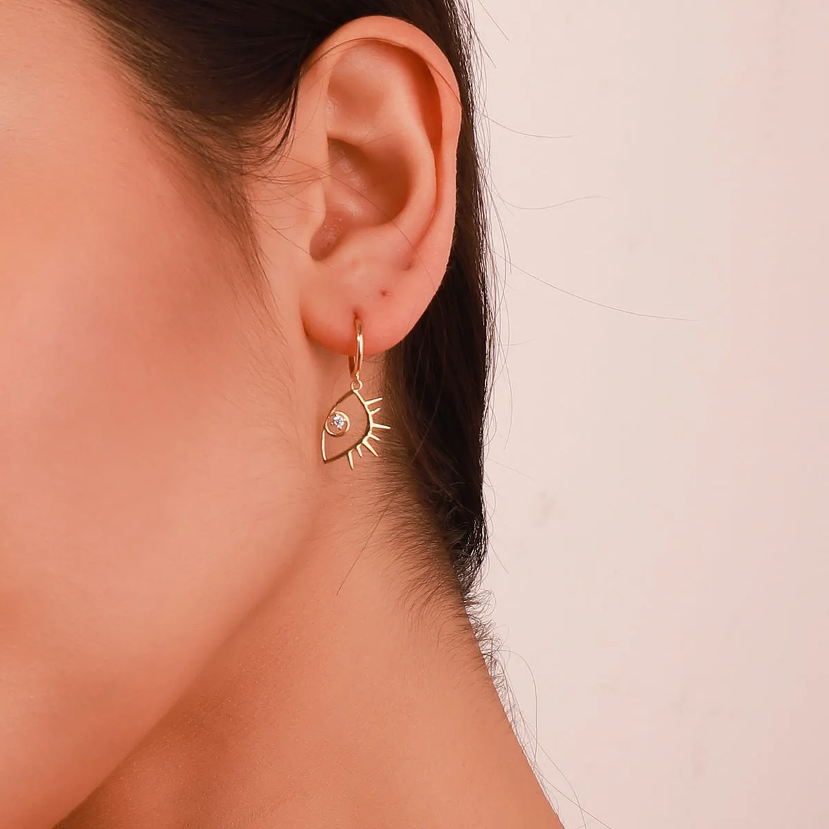 Diamond Eyes Drop Hoops Earrings sold by Selenichast product image thumbnail 2