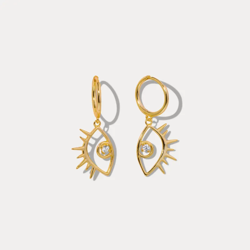 Diamond Eyes Drop Hoops Earrings sold by Selenichast