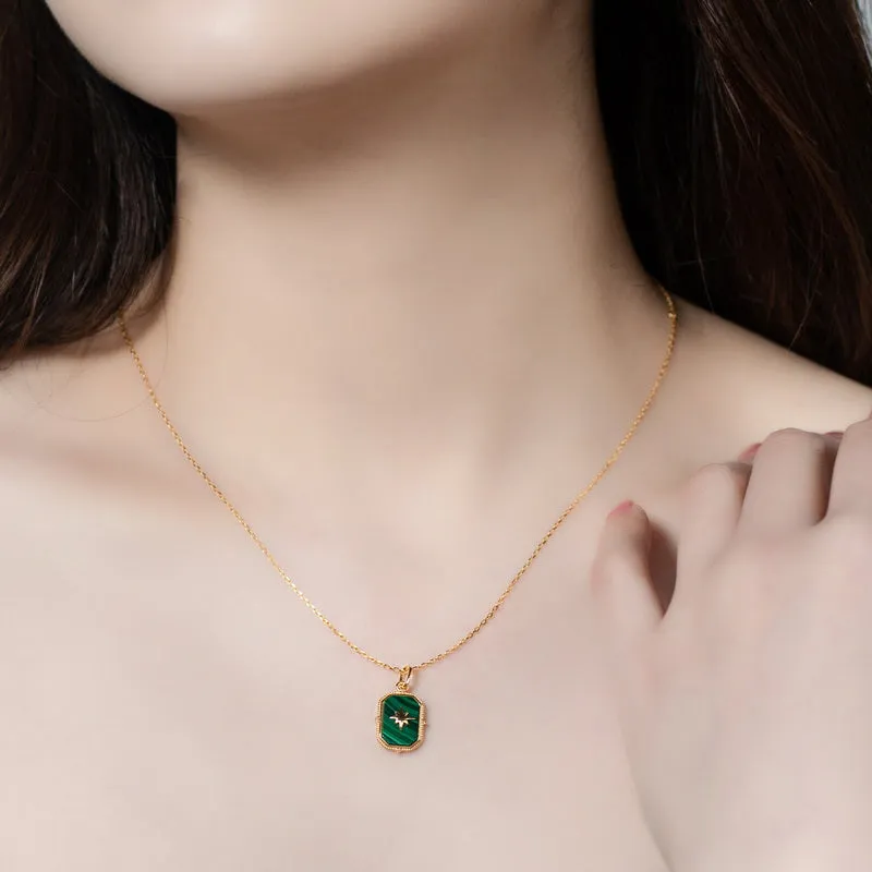 Octagon Malachite Pendant Necklace sold by Selenichast product image thumbnail 2