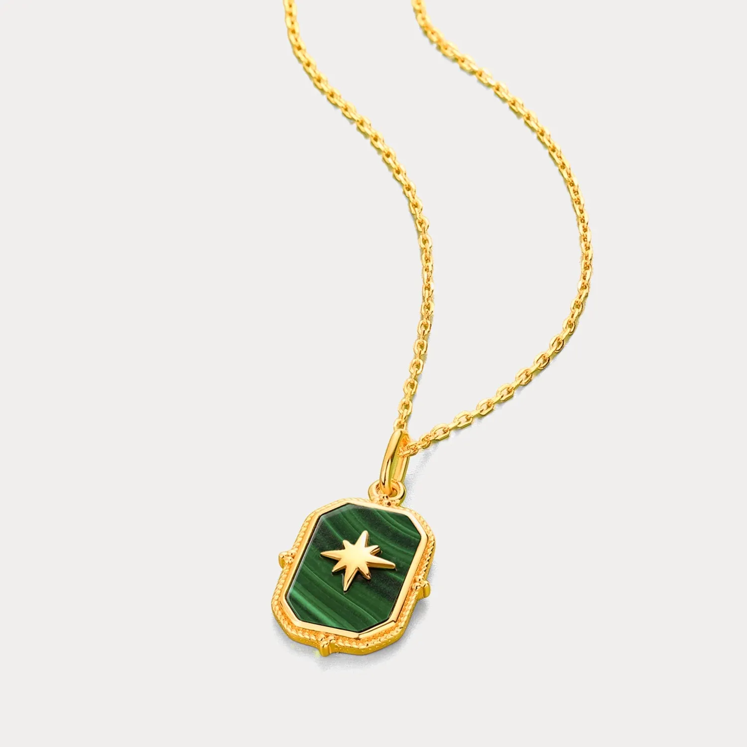 Octagon Malachite Pendant Necklace sold by Selenichast product image thumbnail 3
