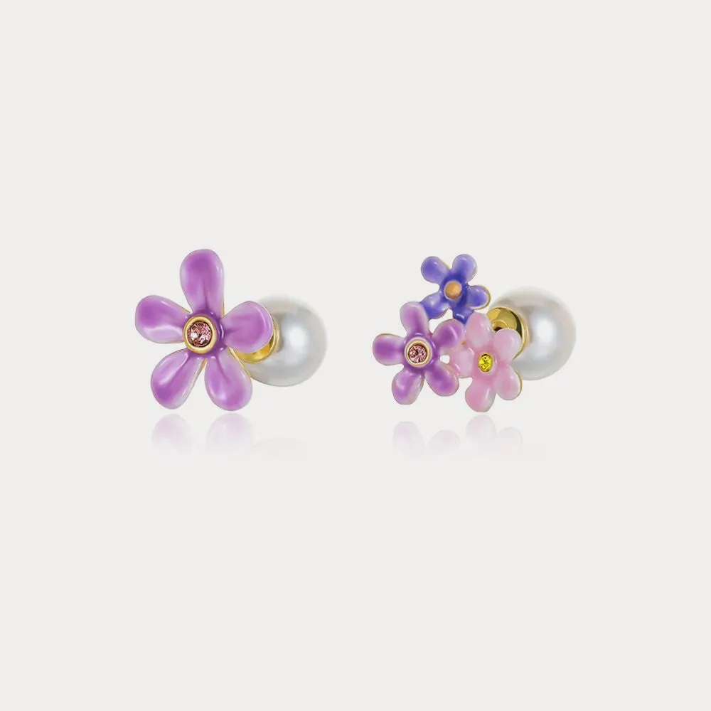 Forget-Me-Not Flowers Pearl Stud Earrings sold by Selenichast product image thumbnail 4