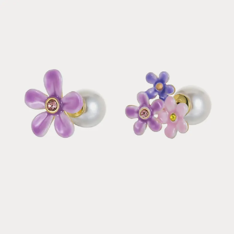 Forget-Me-Not Flowers Pearl Stud Earrings sold by Selenichast