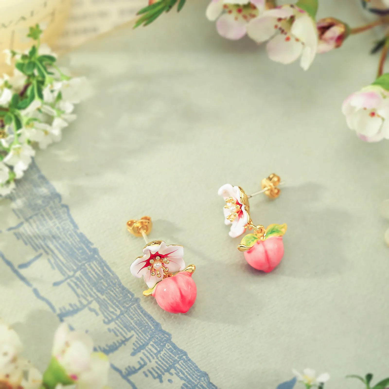 Peach Floral Earrings sold by Selenichast product image thumbnail 3