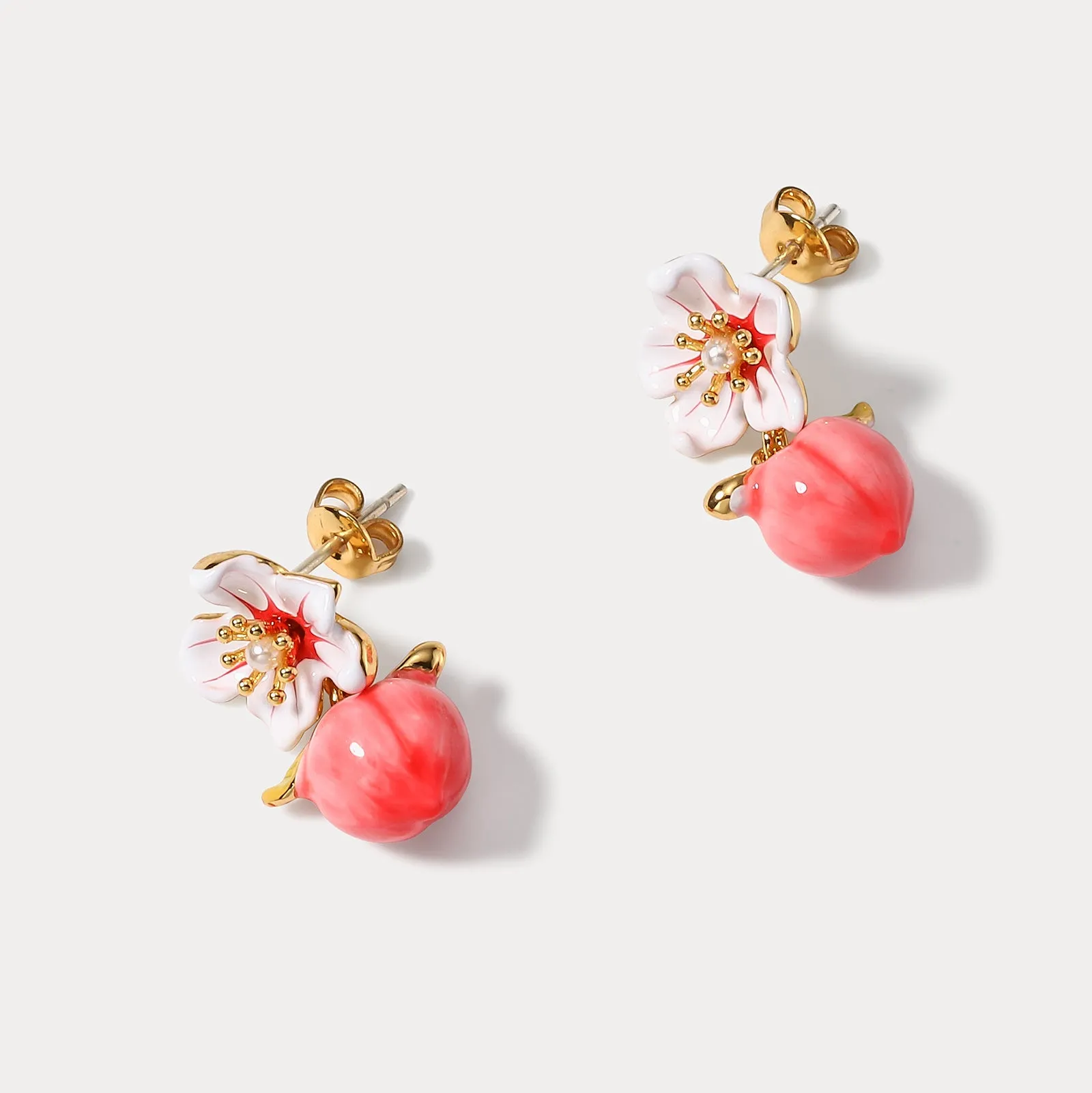Peach Floral Earrings sold by Selenichast product image thumbnail 5