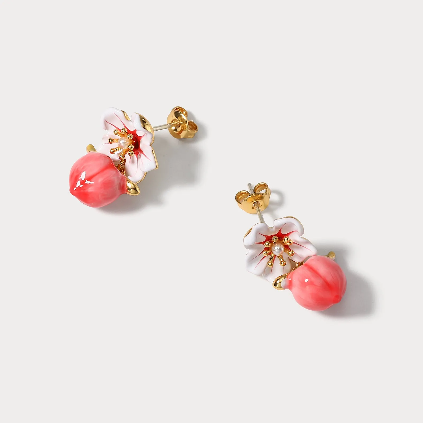 Peach Floral Earrings sold by Selenichast product image thumbnail 4