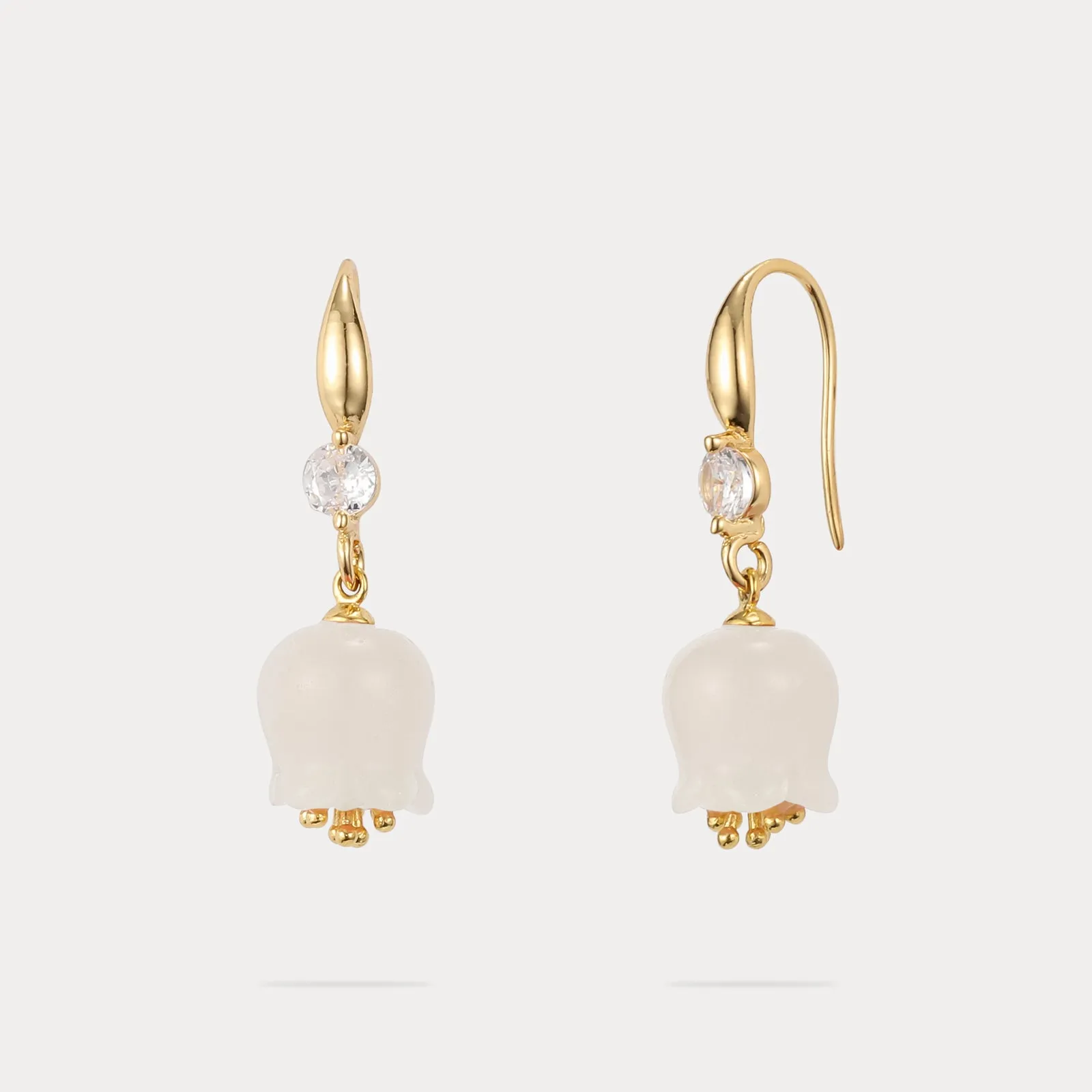 Lily Of The Valley White Jade Earrings sold by Selenichast