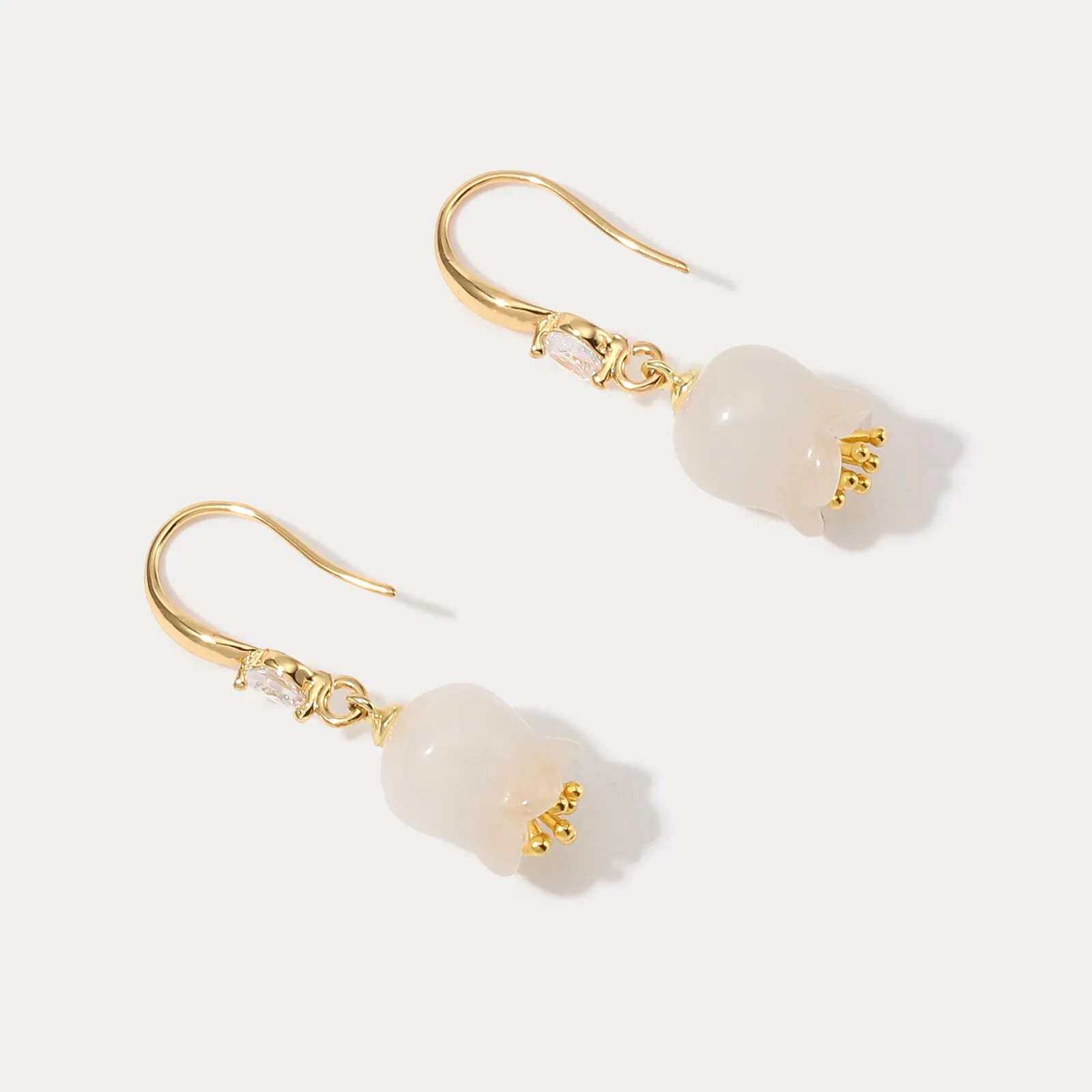 Lily Of The Valley White Jade Earrings sold by Selenichast product image thumbnail 4