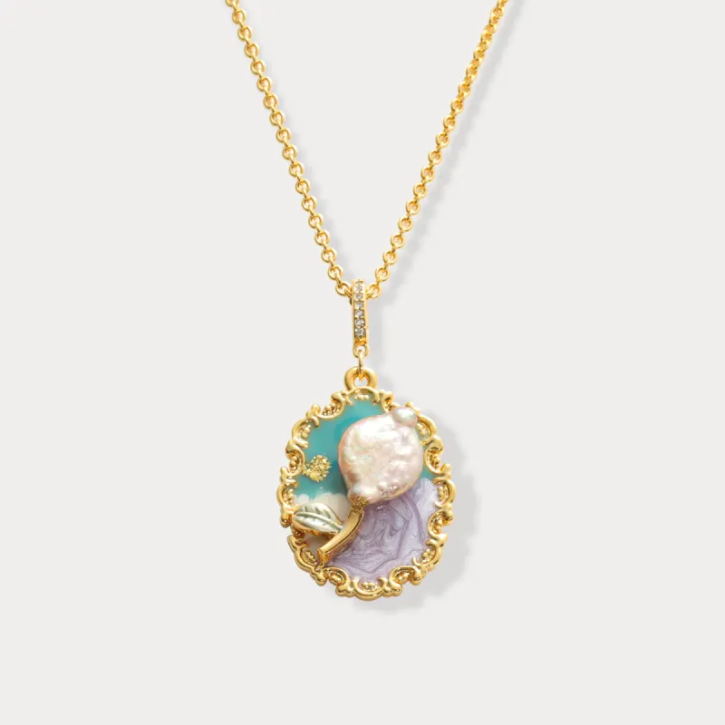 Pearl Flower Pendant Necklace sold by Selenichast