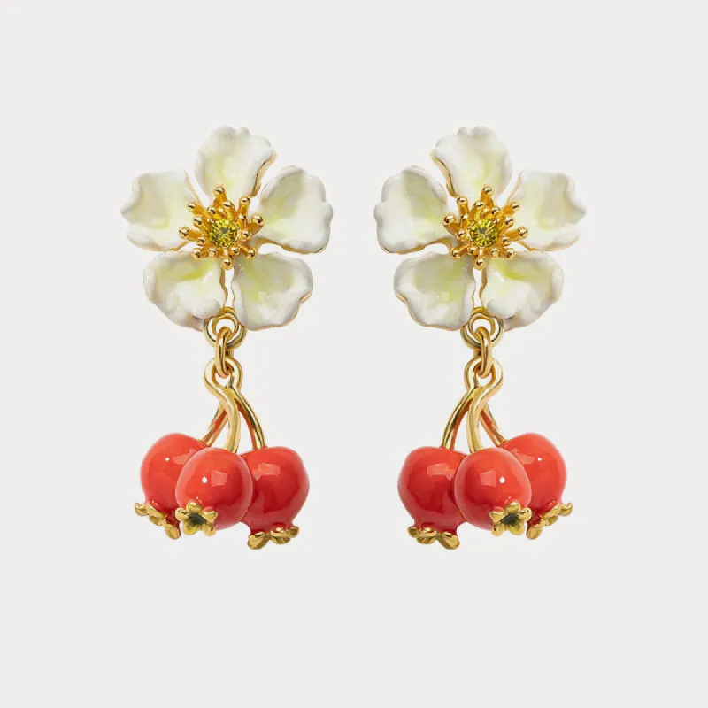 Cranberry Flower Earrings sold by Selenichast