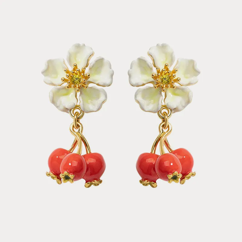 Cranberry Flower Earrings sold by Selenichast