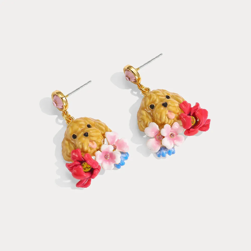 Flower Goldendoodle Dog Earrings sold by Selenichast product image thumbnail 4