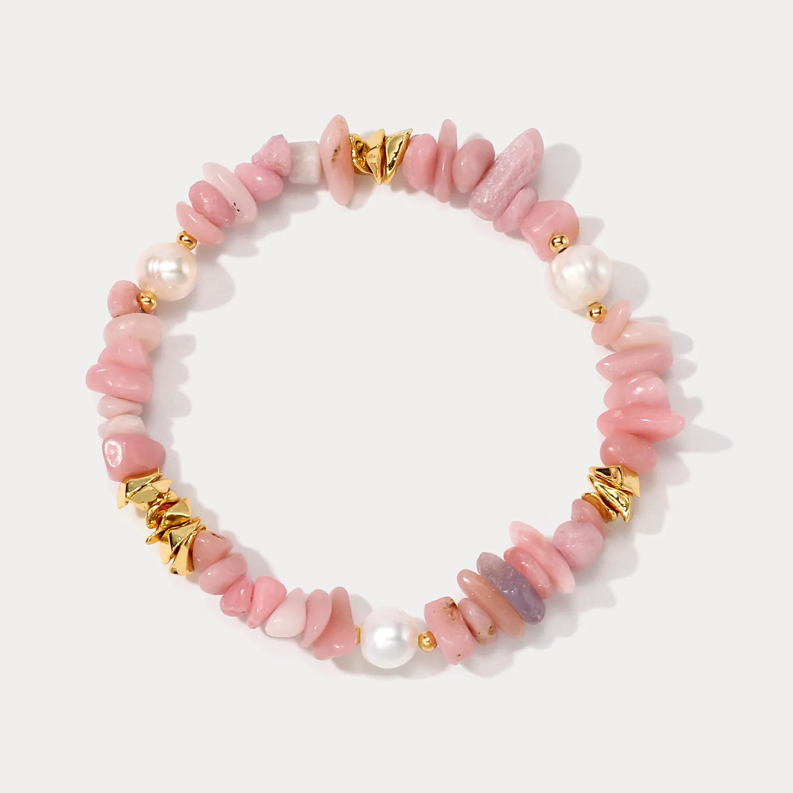 Pearl Rose Quartz Chip Stone Beaded Bracelet sold by Selenichast product image thumbnail 4