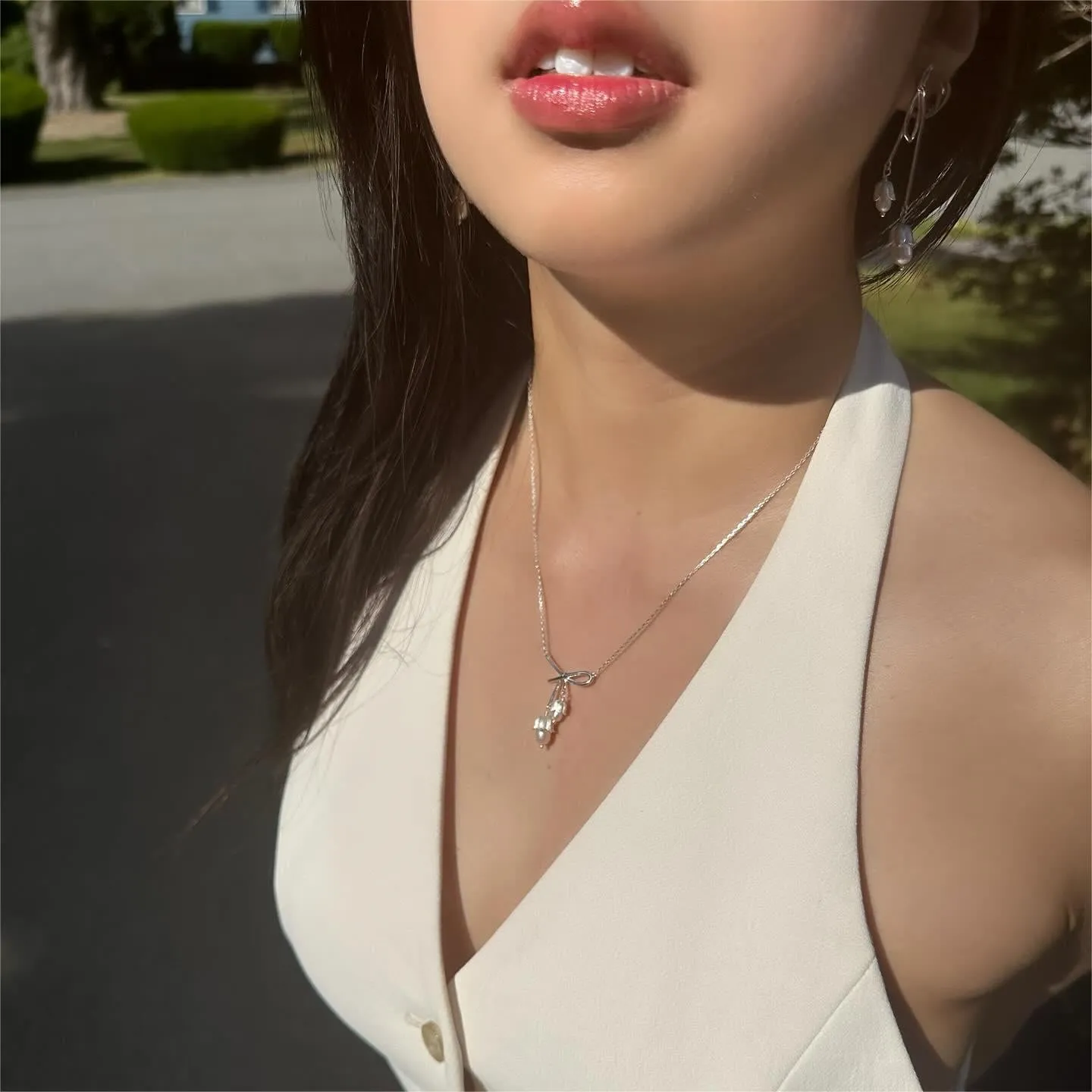 Silver Lily Of The Valley Bow Necklace sold by Selenichast product image thumbnail 5