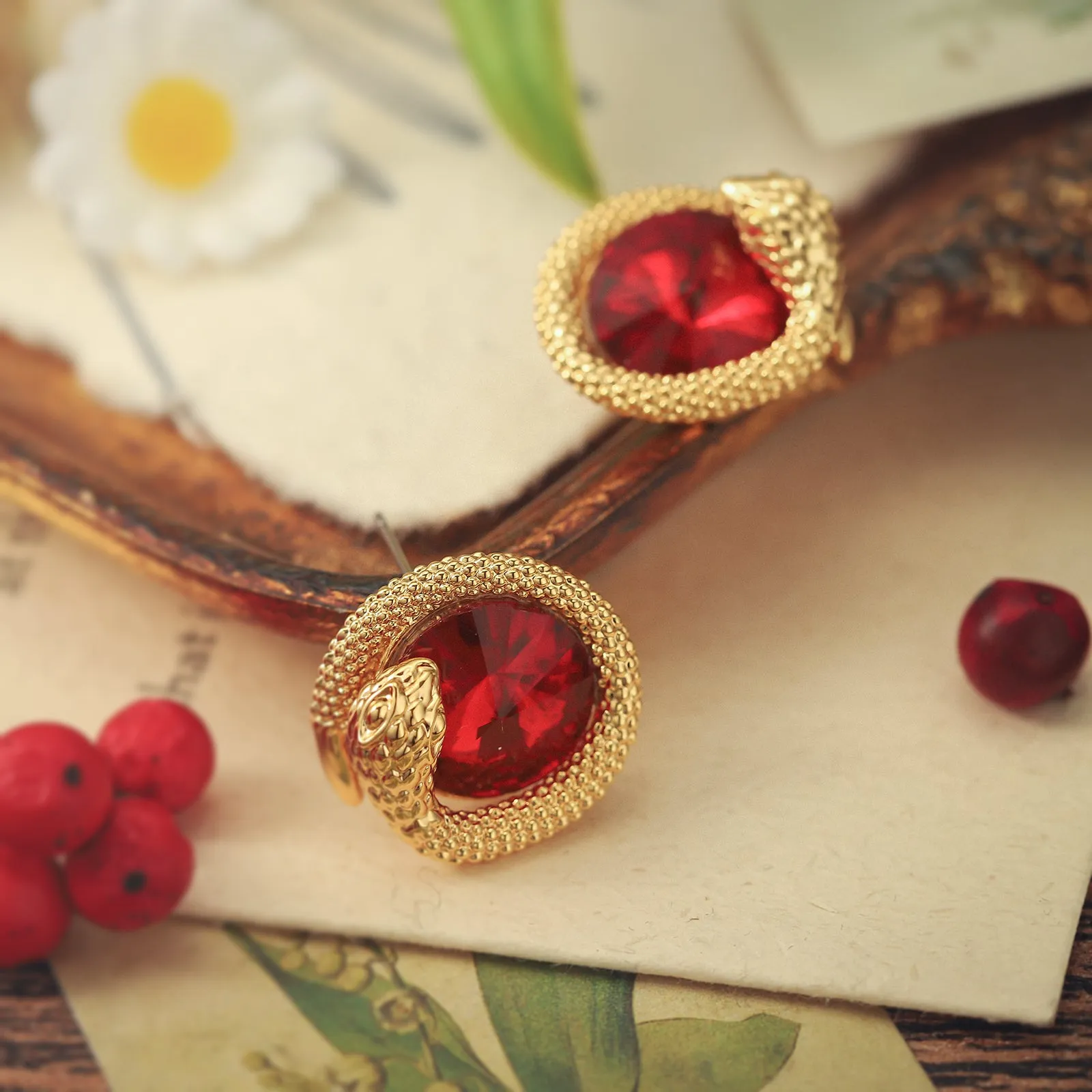 Golden Snake Stud Earrings sold by Selenichast product image thumbnail 3