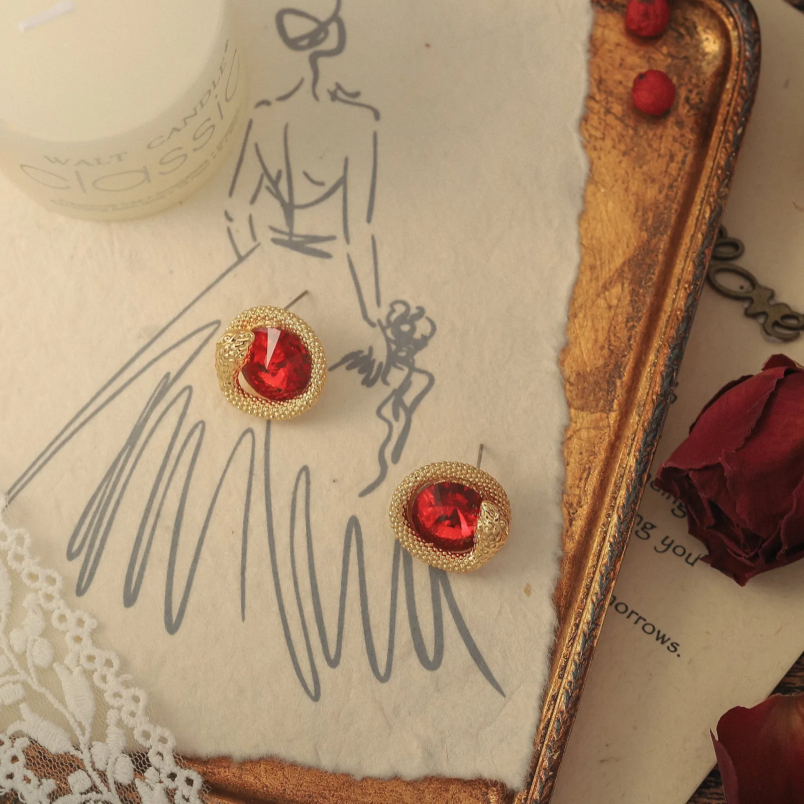 Golden Snake Stud Earrings sold by Selenichast product image thumbnail 5