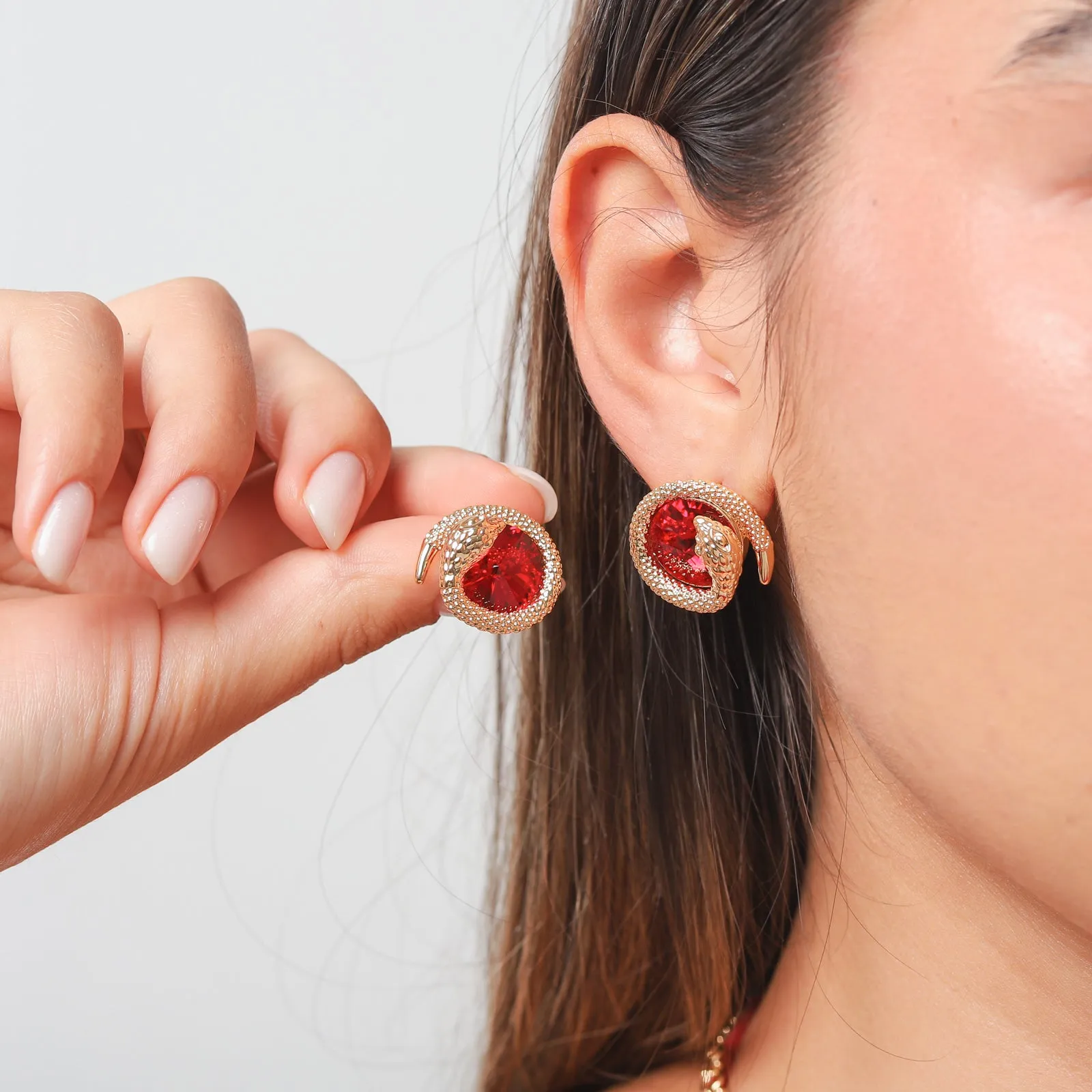 Golden Snake Stud Earrings sold by Selenichast